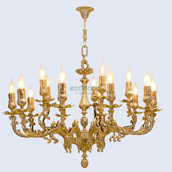 chùm đồng ý mạ vàng 15 tay nến