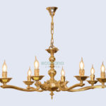 đèn chùm đồng ý 8 tay nến eco 02